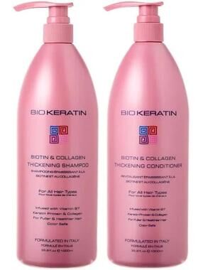 BioKeratin Biotin & Collagen Thickening Shampoo & Conditioner Set, 33.8 oz Each